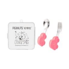 SNOOPY 嬰兒短柄叉勺套組 (汽車款), 蜜桃粉#84127, 1個