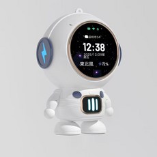 高清屏顯AI大模型豆包deepseek藍牙WIFI音響時鐘鬧鐘智能創意音箱, 1個, MiNi宇航員M2高清屏顯大模型音箱-白色