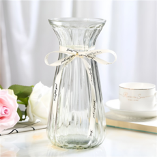 라라마을 우아한 리본 유리 꽃 화병, 투명