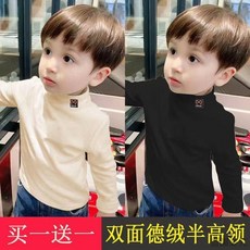 兒童打底衫中高領雙面德絨自發熱保暖秋冬衣男女中小童長袖T恤a類