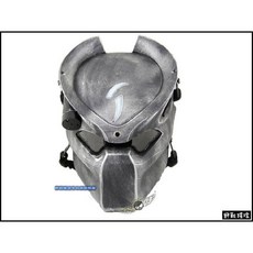 野戰搖滾 異形殺手!終極戰士 含紅外線雷射燈 全罩式防彈面具, 銀黑金屬色, 1個