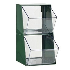 茶包收納盒 分隔 斜口 透明 茶包放置, 綠, 1個