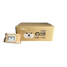 柴寶 純水柔濕巾 80抽/包 24包/箱 無香精 無酒精 無螢光劑, 1個