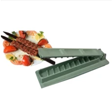 재사용 가능한 플라스틱 꼬치 제조기 단일 행 케밥 메이커 바베큐 준비 도구 고기 기계 프레스 신, 02 Green