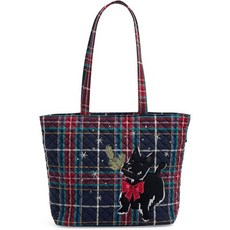 베라 브래들리 여성용 코튼 스몰 토트백, Scottie Dog - Recycled Cotton, One Size