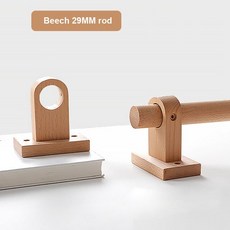 커튼봉 브라켓 고리 설치 천연 너도밤나무 커튼 로드 단단한 목재 로마 폴 측면 천장 마운트 일본 트랙, 02 180cm rod 2 brackets