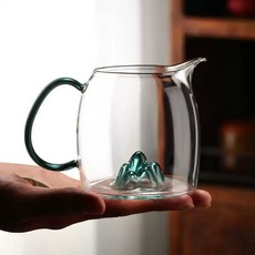 公道杯 公道玻璃觀山高檔茶器 加厚公杯茶海 耐熱功夫茶具 茶漏過濾套裝, 1個, 观山公杯