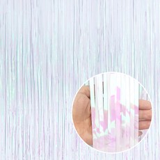 파티팡 은박 수술 파티커튼 파티장식 5개, 홀로그램 펄화이트