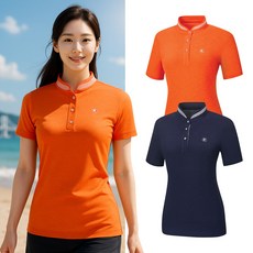 콜핑 여성 하이쿨 메쉬 스판 등산 반팔 카라 티셔츠 KSC474PT3W