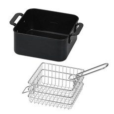 진주 금속 철제 정사각형 튀김 냄비 16×16cm 각형 플라이어 포함 수납 소형 IH 대응 HC-1328, 1개, 상세페이지 참조, 1cm