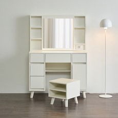 [할인해봄] 파로마 티아나 LED조명 수납화장대세트 스툴포함세트, 화이트