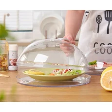 전자레인지 튄 커버 투명 손잡이가 있는 플레이트 뚜껑 조절 가능한 스팀 통풍구 구멍 주방 가제트