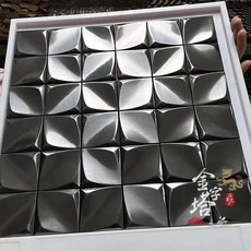 필앤스틱 벽지 스티커 메탈 모자이크 타일 거울 표면 블랙 실버 장식, 10. 48Mm black brushed