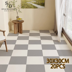 스타일닥터 셀프시공 점착식 데코타일 30x30cm 20매 조립식 바닥매트 층간소음 방지 내구성 강화, 20개, 미백색