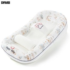 DFMEI 斜坡枕嬰兒防吐奶斜坡墊寶寶牀中牀新生兒防驚跳哺乳枕頭, 安睡小鴨藍【三層內芯-高度可調】牀中牀