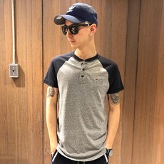 美國百分百【Hollister Co.】T恤 HCO 短袖 T-shirt 海鷗 棒球 亨利領 logo 灰黑 H921