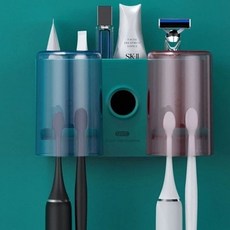 벽걸이 칫솔 살균기 자외선 소독기 면도기 위생관리 욕실용품 살균소독 생활가전, 1, 녹색 소독제 + 보관함 치약 디스펜서 포함