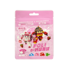 樹飛雪 POLI 波力益菌球 (乳酸菌多多/D 鈣草莓) 50g 夾鏈包, 1個, D+鈣草莓（50g）
