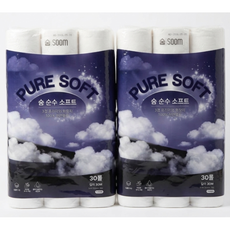 숨 순수 소프트 3겹 30m 30롤 2팩 100% 천연펄프 무형광 화장지, 2개