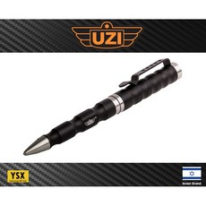 以色列UZI烏茲戰術筆防身筆(黑色)鋁合金筆身Striking Point尖銳點玻璃擊破器背夾, 1個