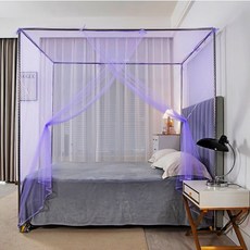 공주 레이스 모기장 코너 캐노피 침구 침실 기숙사 럭셔리 보호를위한 섬유 장식, 100x200cm, rple