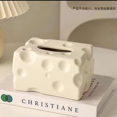 輕奢奶酪陶瓷紙巾盒，家用客廳餐廳浴室茶幾裝飾抽紙盒，網紅ins風, 1個, 奶酪紙巾盒（奶油色）
