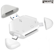 KBKXOZ TF 카드 리더기 멀티 호환 애플 아이폰 / Type-C USB 컴퓨터 / 안드로이드 태블릿 / 카메라 지원, 1개, 흰색, S1