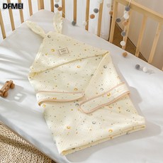 DFMEI 嬰兒四層棉紗布抱被春夏初生嬰兒包被寶寶包單長耳朵連帽新生包被, 星空