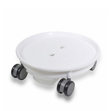 히키스 포레스트 이동식 원형타입 화분랙 받침대 화이트 라지, 1개, 1단