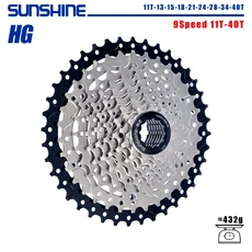 SUNSHINE 초경량 자전거 카세트 프리휠 탄소강 소재 산악 용 9/10/11/12/13 속도 HG 구조 스프로킷, 9 Speed 11T-40T