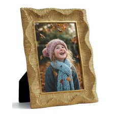 FOLKOR 가족 남아 여아 사진을 위한 그림 프레임 12.7x17.8cm(5x7인치) 진짜 유리/스탠드가 있는 펑키한 장식 프레임 웨딩 베이비 샤워 은퇴를 위한 기념 프레, Art_Deco, 5x7인치, 골드