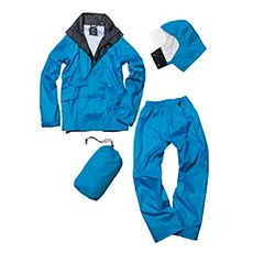 螢光黃色登山健行雨衣套裝，輕巧便攜，全身防水防護, AS-7400 blue, 1套