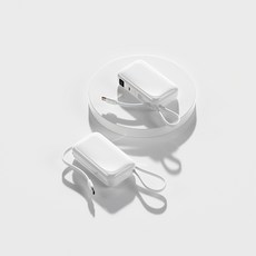 RYZO 보조배터리 20000mAh 66W 초고속 충전 2종 자체캐블 소형 휴대용 부드러운 컬러 수치 디스플레이, 흰색, YM-1411