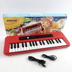 색상 취미악기 88건반 37 미니피아노 피아노건반 피아노 연주 학생 음악 나무 연습용, 37 키 전자오르간 마이크 USB 케이블 레드, 1개