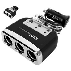 시가잭 자동차 시거잭 스위치 멀티 소켓 3구 자동차용품 차량, 블랙