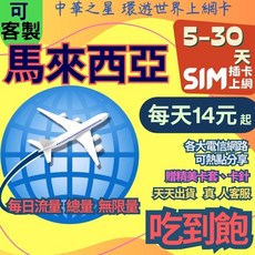 上網卡 馬來西亞 SIM卡吃到飽 - 吉隆坡 檳城 蘭卡威 沙巴 邦喀島 刁曼島, 實體卡 5天,B【白鑽】5GB後降速吃到飽