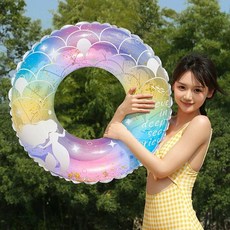 성인용 대형 수영 튜브 어린이용 물놀이 감성 워터파크 용품, 1개, 표준 90 드림 인어 성인용