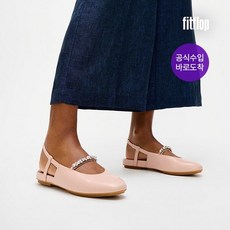 핏플랍 26SS 델리카토 여성 펄 & 크리스탈 레더 슬링백 핑크