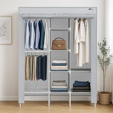 비키니옷장 시스템 커튼 선반 행거 1500 조립식 간이 옷장 이동식 옷걸이, 뷰키니옷장 1500 멀티