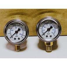 勁力空壓 附發票台製 2.5吋白鐵 充油式壓力表 液壓表 油壓表 水壓表 直立式, 1個, 0~100kg,3/8（3分）牙口(牙口直徑約16mm), 白鐵