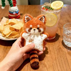 DIY 可愛治癒小浣熊安撫巾材料包 毛絨掛件 情侶禮物, 小浣熊安撫巾材料包【1套裝】, 1個