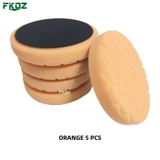 6/7 인치 스폰지 자동차 폴리 셔 왁싱 패드 보트 용 버핑 휠 연마 스크래치 제거, 04 Orange 5pcs, 01 7 Inch (6 Inch Back)