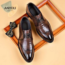 ANYOU 남성 캐주얼 비즈니스 구두 자수코토 남성구두 남성 키높이 구두