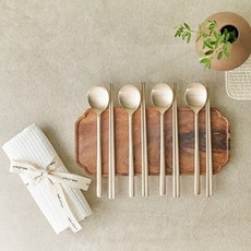 광명유기 수저 4인세트(누비수저집), 없음, 1세트, 골드