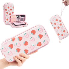 아싸라봉 닌텐도 스위치 OLED 딸기 가방 파우치 풀커버 악세서리 케이스, 1개, 딸가 파우치 가방, STRAW-BAG01
