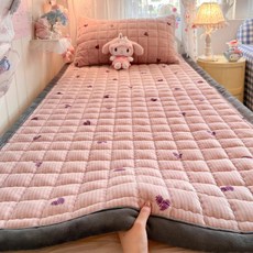 겨울용 두꺼운 따뜻한 소프트 매트리스 토퍼 기숙사 싱글 침대 시트 플러시 침대보 얇은 패드 커버 다다미 바닥 매트, 01