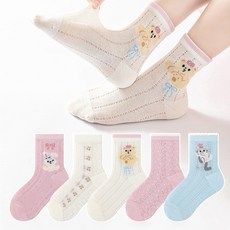 슈가앤 여아용 NM35 스웨핀 5켤레 메쉬 양말세트 유아 아동 주니어 초등양말