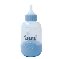 【大尾巴】寵物奶瓶 80ml 100ml 幼犬幼貓餵奶 腳丫奶嘴套組, 1個, 寵物來了 腳印防燙手奶瓶-藍100ml
