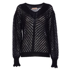 트윈셋 퍼포레이티드 보트 넥 풀오버