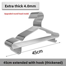 스테인레스 옷걸이 50cm 4mm 304 기숙사용 50개입 스테인리스 스틸 40cm 스탬프 10개, 4 [후크가 달린 둥근 라인의 바지걸이] 두껍고 내구성